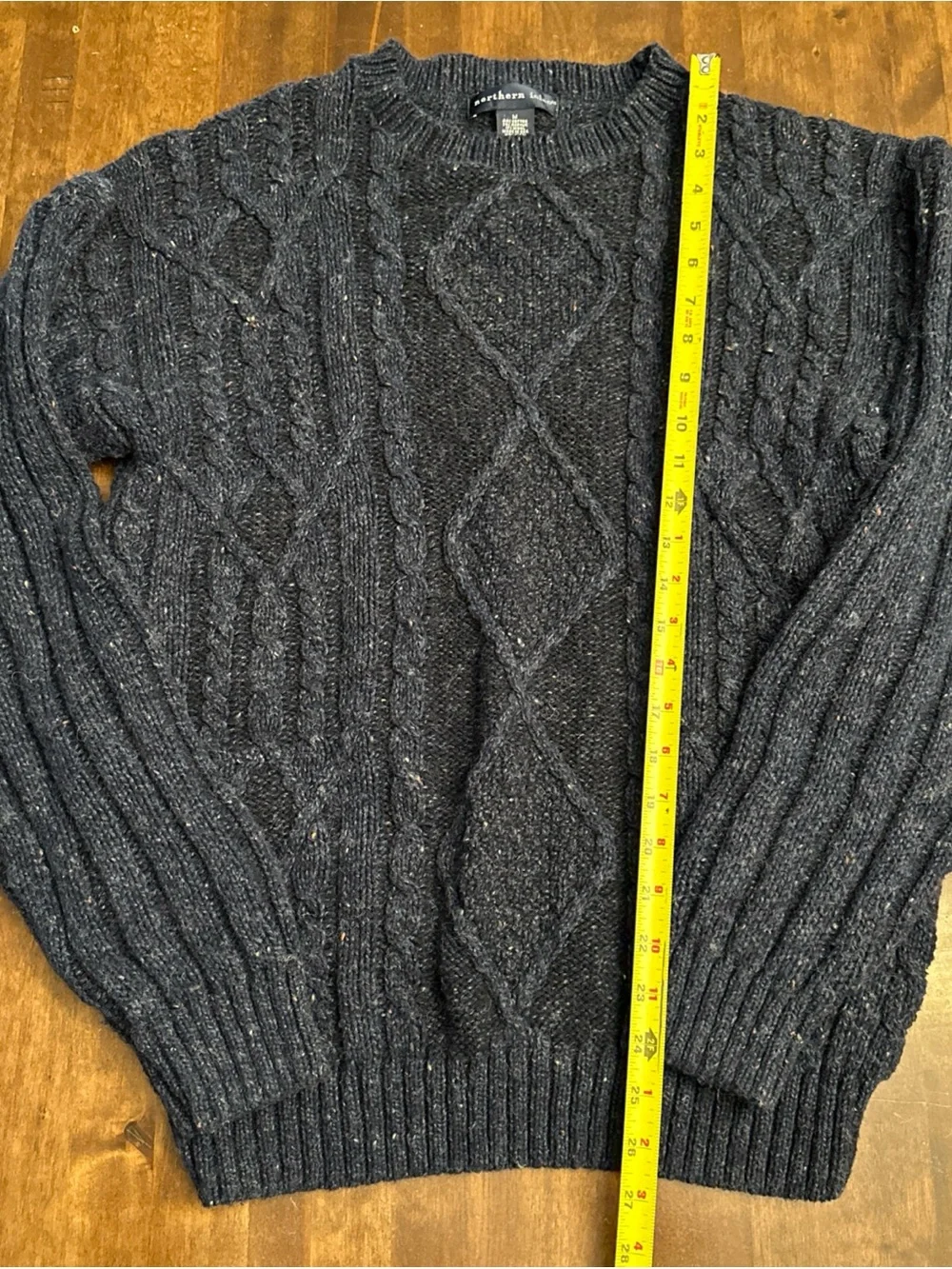 Vtg Northern Isles Fisherman Chunky Knit Sweater Navy Blue Size M